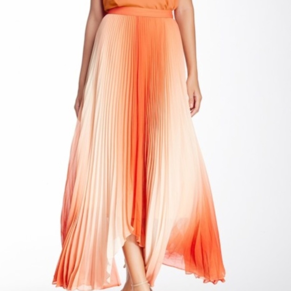 ALICE AND OLIVIA ORANGE OMBRÉ SKIRT